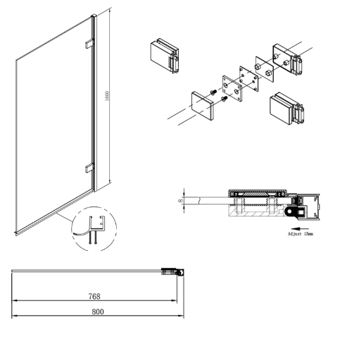 Evelyn Hinged Bath Screen with Towel Rail