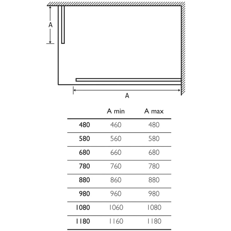 Cubuz Walk-in Fixed Frosted Glass & Chrome Shower Screen - 980mm Shower Tray or Wetroom
