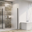 Cubuz Walk-in Fixed Frosted Glass & Black Shower Screen - 680mm Shower Tray or Wetroom