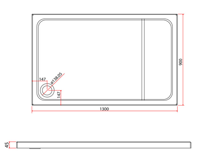 Paige Rectangle Low Profile Shower Tray - 1300mm x 900mm