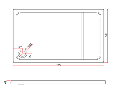 Paige Rectangle Low Profile Shower Tray - 1400mm x 700mm