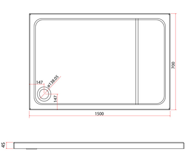 Paige Rectangle Low Profile Shower Tray - 1500mm x 700mm