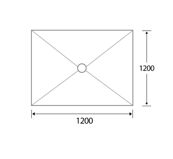 Wetroom Rectangle Shower Tray Centre Drain (1200mm x 1200mm)
