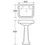 Elizabeth Traditional 610mm Basin & Pedestal, 2 Tap Hole