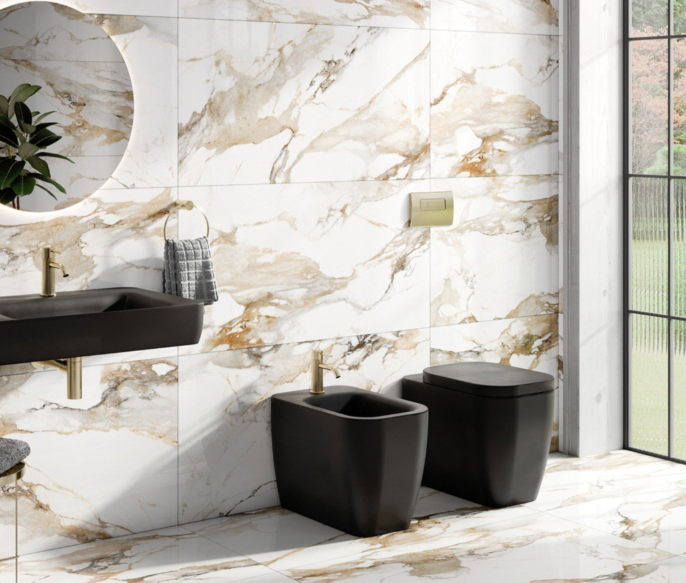 Anna Black Rimless Back to Wall Toilet & Soft Closing Seat