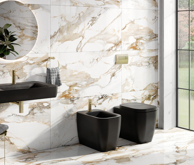 Anna Black Rimless Back to Wall Toilet & Soft Closing Seat