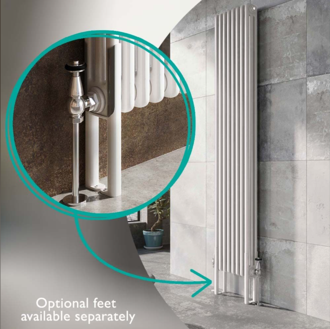 Nevada White Double Vertical Column Radiator - 1800x380mm