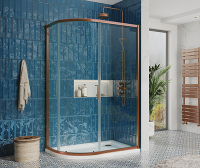 Murphy Brushed Bronze Sliding Shower Door Quadrant - 1200x900mm N24