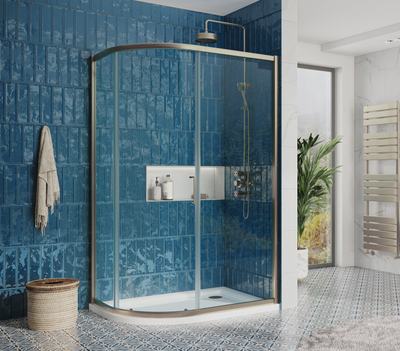 Murphy Brushed Nickel Sliding Shower Door Quadrant - 1200x800mm N24