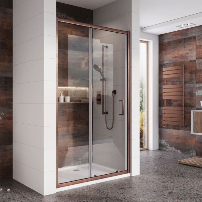 Murphy 1400mm Sliding Shower Door - Brushed Bronze N24