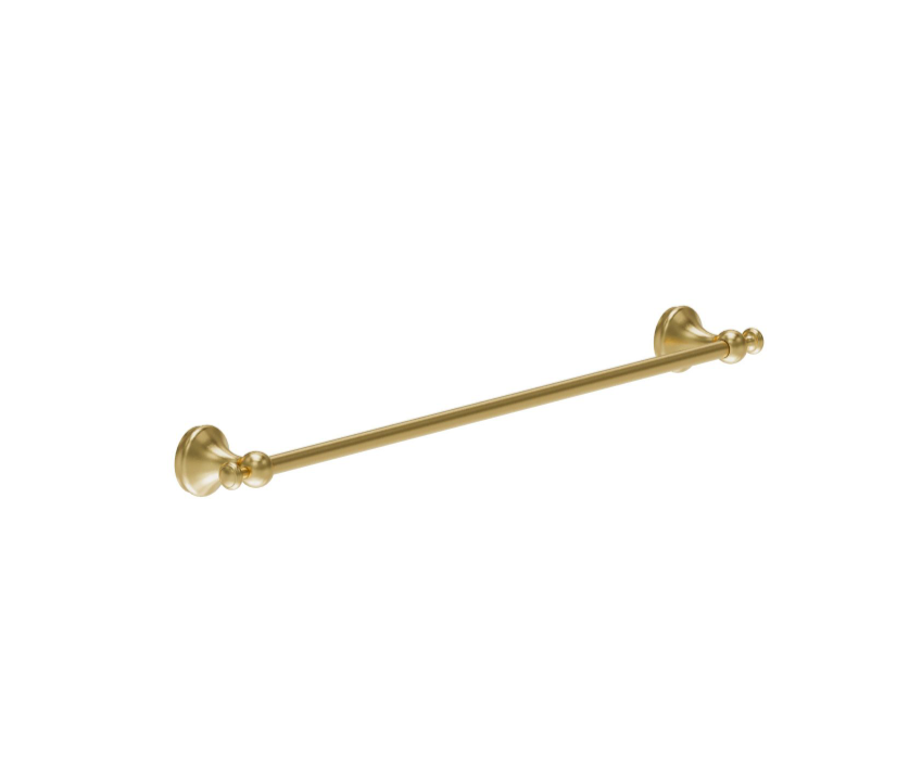 William Traditional Single Towel Rail - Brushed Gold