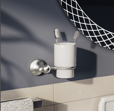 William Traditional Tumbler & Holder - Brushed Nickel