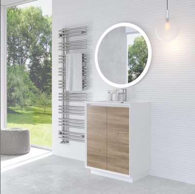 Tawny 750mm Floor Standing Vanity Unit in White & Oak with White Basin N24