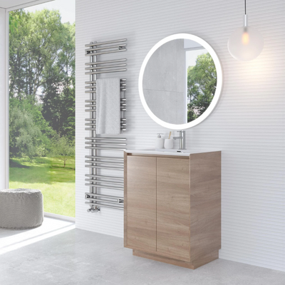 Tawny 750mm Floor Standing Vanity Unit in Natural Oak with White Basin N24