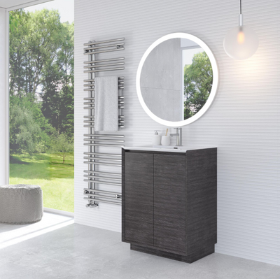 Tawny 750mm Floor Standing Vanity Unit in Leached Oak with White Basin N24