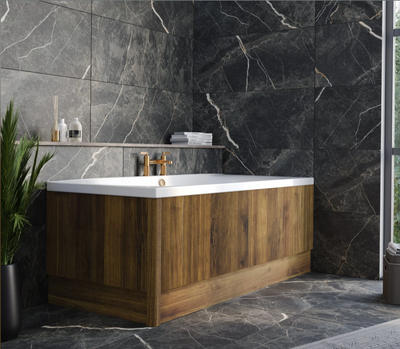 Jack Ribbed End Bath Panel & Corner Post in Walnut N24