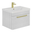 Elsa 800mm Wall Mounted Vanity Unit & Basin in Textured White with Brushed Gold Handles