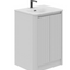 Jack 600mm Ribbed Floorstanding Vanity Unit with Doors in White with Gloss White Ceramic Basin N24