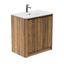 Jack 800mm Ribbed Floorstanding Vanity Unit with Doors in Walnut with Black Basin N24