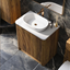 Jack 800mm Ribbed Floorstanding Vanity Unit with Doors in Walnut with Black Worktop N24
