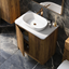 Jack 800mm Ribbed Floorstanding Vanity Unit with Doors in Walnut with Black Worktop N24