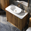 Jack 1000mm Ribbed Floorstanding Vanity Unit with Doors in Walnut with Black Worktop N24