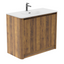 Jack 1000mm Ribbed Floorstanding Vanity Unit with Doors in Walnut with Gloss White Ceramic Basin N24