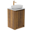 Jack 600mm Ribbed Floorstanding Vanity Unit with Doors in Natural Oak with Black Worktop N24