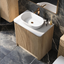 Jack 800mm Ribbed Floorstanding Vanity Unit with Doors in Natural Oak with Black Worktop N24