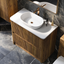 Jack 1000mm Ribbed Floorstanding Vanity Unit with Drawers in Walnut with White Worktop N24