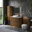 Jack 1000mm Ribbed Floorstanding Vanity Unit with Drawers in Walnut with White Worktop N24