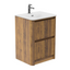 Jack 600mm Ribbed Floorstanding Vanity Unit with Drawers in Walnut with Matt White basin N24
