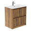 Jack 800mm Ribbed Floorstanding Vanity Unit with Drawers in Walnut with Matt Black Basin N24