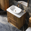 Jack 800mm Ribbed Floorstanding Vanity Unit with Drawers in Walnut with White Worktop N24