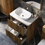Jack 800mm Ribbed Floorstanding Vanity Unit with Drawers in Walnut with White Worktop N24