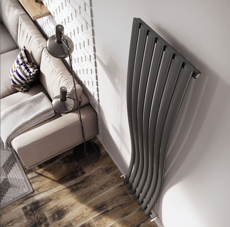 Nebraska 1785 x 413mm Vertical Wave Radiator – Grey