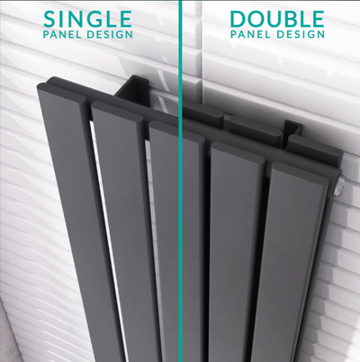Michigan Grey Single Vertical Flat Panel Radiator - 1800x475mm