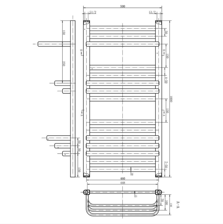 Illinois 1000 x 500mm Heated Towel Rail – Chrome