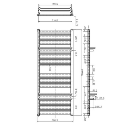 Kentucky 1400 x 550mm Heated Towel Rail with Hangers – Anthracite
