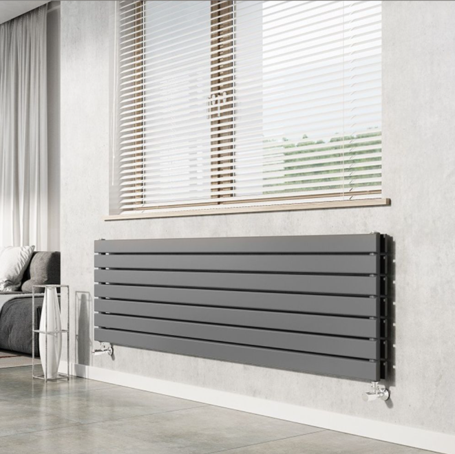 Michigan Grey Single Horizontal Flat Panel Radiator -610x1600mm