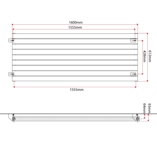 Michigan Grey Single Horizontal Flat Panel Radiator -610x1600mm