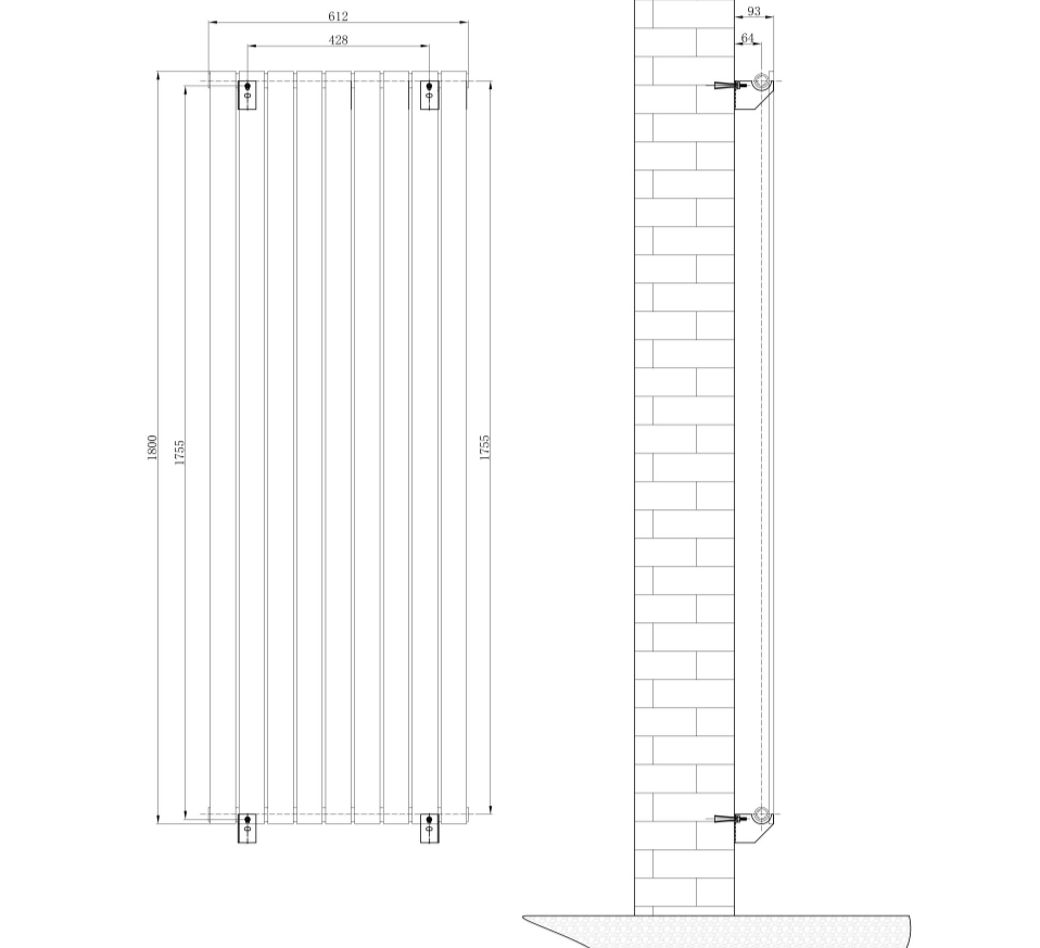 Michigan Grey Single Vertical Flat Panel Radiator - 1800x610mm