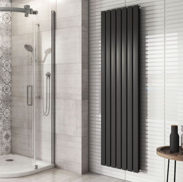 Michigan Grey Double Vertical Flat Panel Radiator - 1200x476mm
