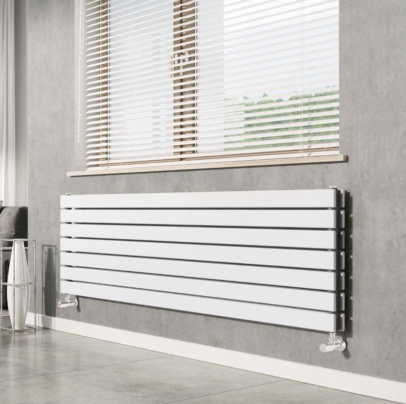 Michigan White Double Horizontal Flat Panel Radiator - 476x1200mm