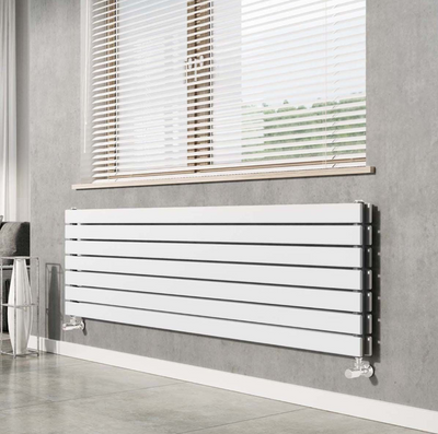 Michigan White Double Horizontal Flat Panel Radiator - 476x1200mm