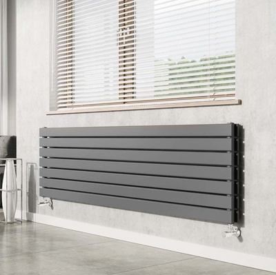 Michigan Grey Double Horizontal Flat Panel Radiator - 476x1200mm