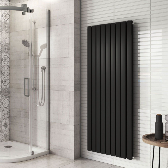 Michigan Black Double Vertical Flat Panel Radiator - 1200x612mm