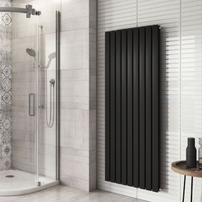 Michigan Black Double Vertical Flat Panel Radiator - 1200x612mm