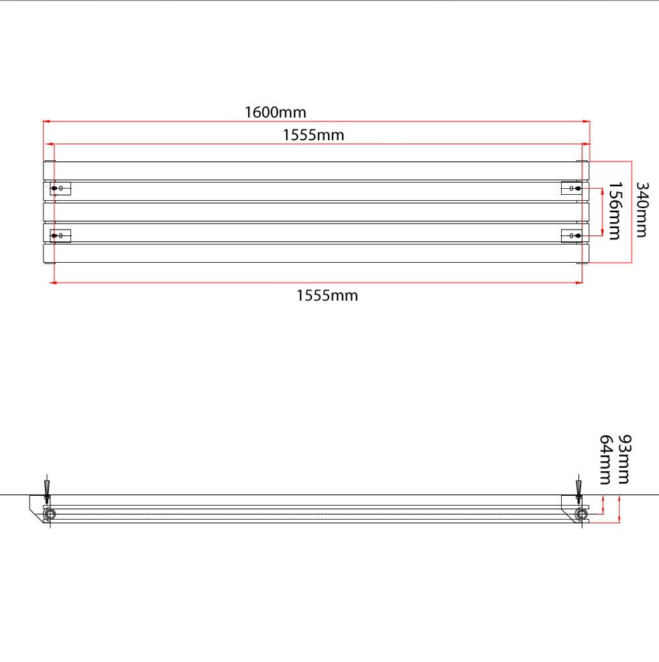 Michigan White Double Horizontal Flat Panel Radiator - 340x1600mm