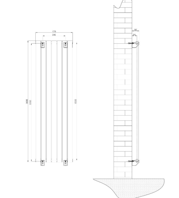 Michigan White Double Vertical Flat Panel Radiator - 1600x475mm
